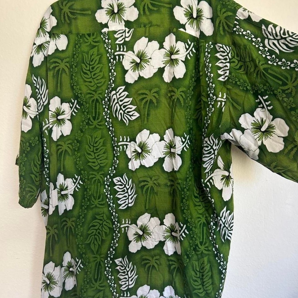 Vintage 90s Breezy Ocean Hawaiian shirt Men XXL Made in Korea Green Rayon - Picture 4 of 4